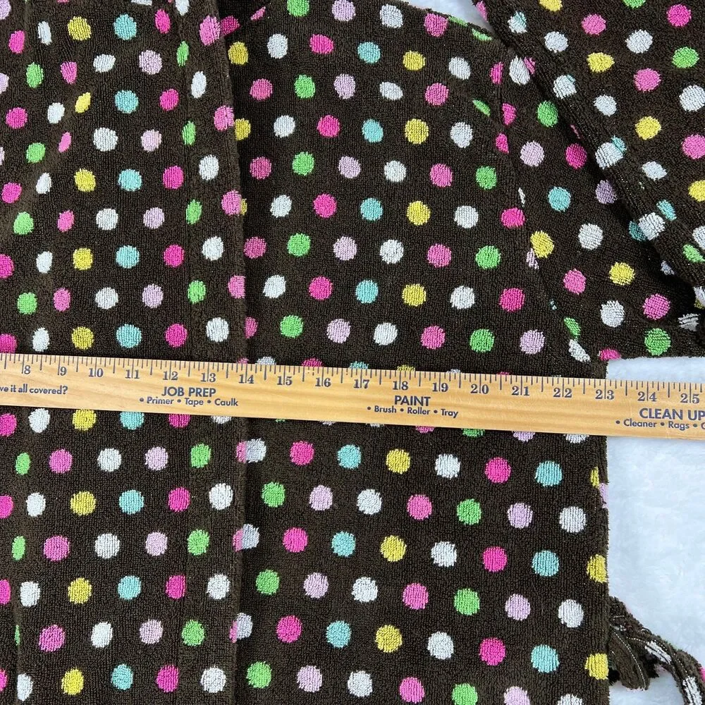Pottery Barn PB Teen Robe Coco Dot Brown Multi Color Cotton Terrycloth One Size